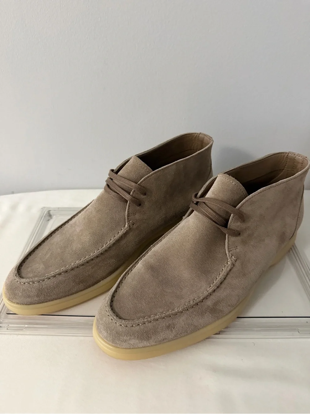 SuitSupply Suede Espadrilles Boots Mens 10 Beige Suede Chukka Lace Up